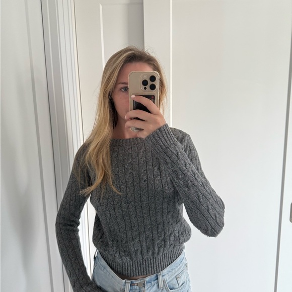 American Apparel Charcoal/Salt and Pepper Cable Knit Sweater High Quality - Picture 1 of 7